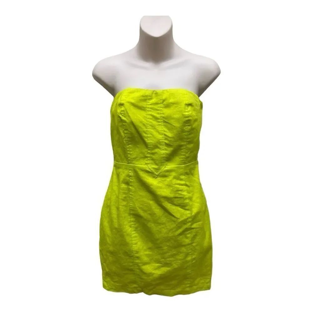 NWT Rampage Neon Lime Green Strapless Sheath Mini Dress Size S Y2K